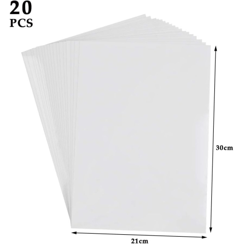 20 feuilles de papier autocollant en vinyle imprimable à jet d'encre, étiquettes transparentes Papier autocollant en vinyle étanche