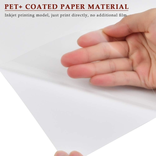 20 feuilles de papier autocollant en vinyle imprimable à jet d'encre, étiquettes transparentes Papier autocollant en vinyle étanche