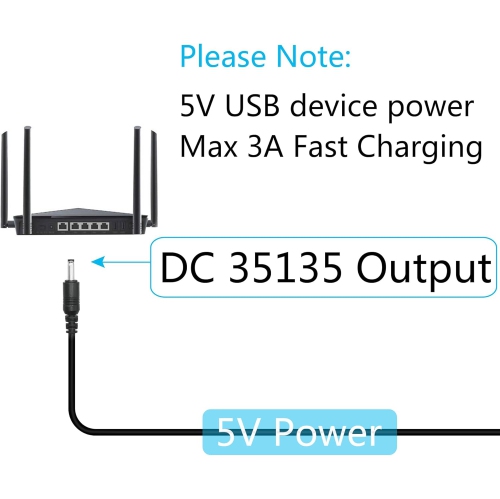 2Pcs USB to DC 3.5mm x 1.35mm Power Cord 3FT, USB 2.0 A Male to DC 3.5mm x 1.35mm Male Plug 5V 3A Power Charging Cable,
