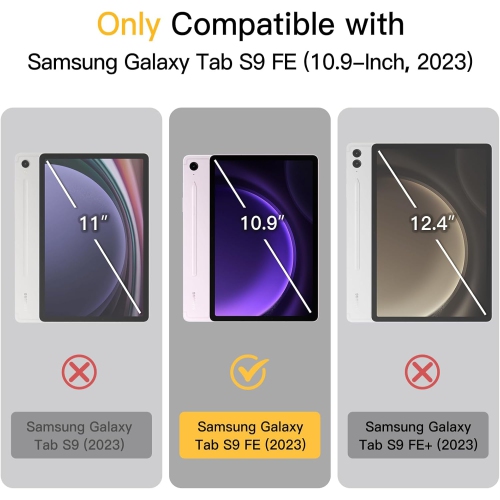 Case for Samsung Galaxy Tab S9 FE 10.9-Inch with S Pen Holder, Clear Transparent Hard PC Back, Protective