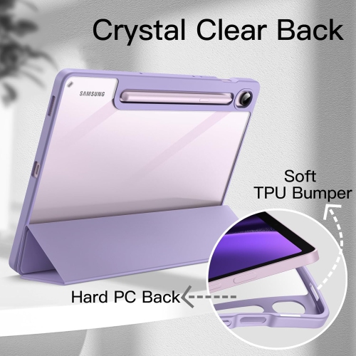 Case for Samsung Galaxy Tab S9 FE 10.9-Inch with S Pen Holder, Clear Transparent Hard PC Back, Protective
