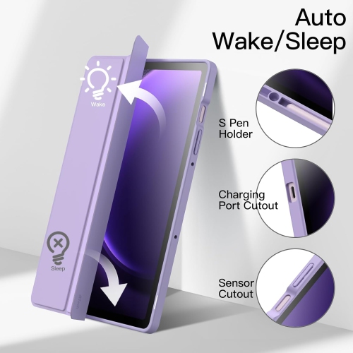 Case for Samsung Galaxy Tab S9 FE 10.9-Inch with S Pen Holder, Clear Transparent Hard PC Back, Protective