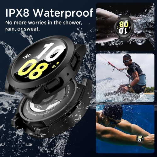 for Galaxy Watch FE 40mm/ Galaxy Watch 5 40mm/ Galaxy Watch 4 40mm Waterproof Screen Protector Case, Hard PC