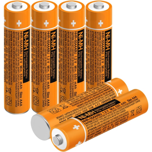HHR-55AAABU de 4/6/8 1,2&nbsp;V Remplacement AAA Ni-MH y de 550&nbsp;mAh pour téléphone sans fil de Panasonic Haut-parleur DECT
