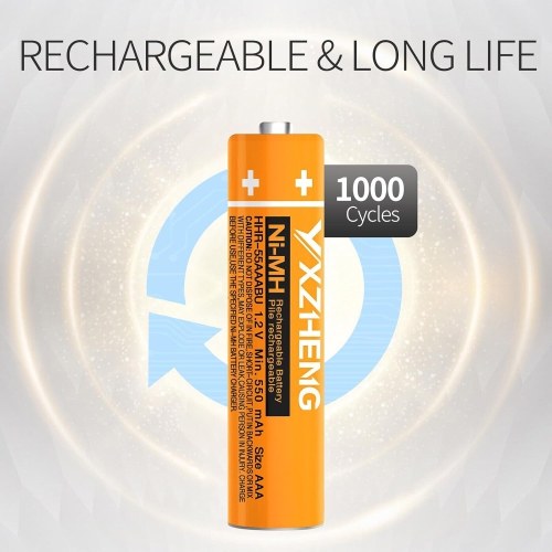 HHR-55AAABU de 4/6/8 1,2&nbsp;V Remplacement AAA Ni-MH y de 550&nbsp;mAh pour téléphone sans fil de Panasonic Haut-parleur DECT