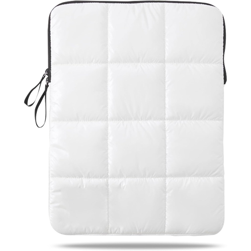 LINPR  Puffy Laptop Sleeve 13 Inch White, Waterproof Carrying Case Bag for Women, Fluffy Computer Ipad Pro 12.9 Case