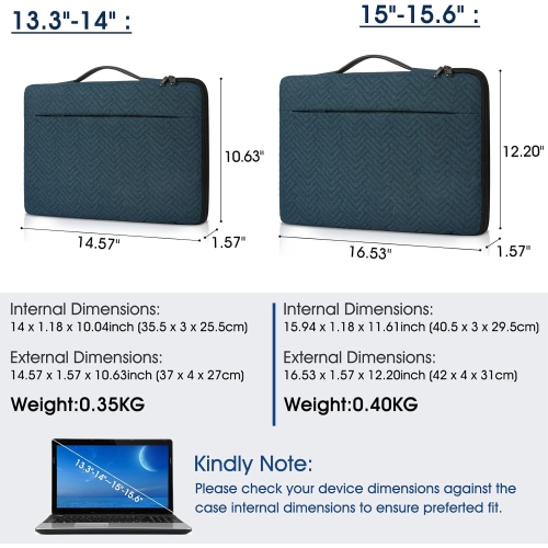Laptop Sleeve 14 Inch Laptop Case Waterproof Business Laptop Bag 360° Protective Computer Carrying Bag Compatible