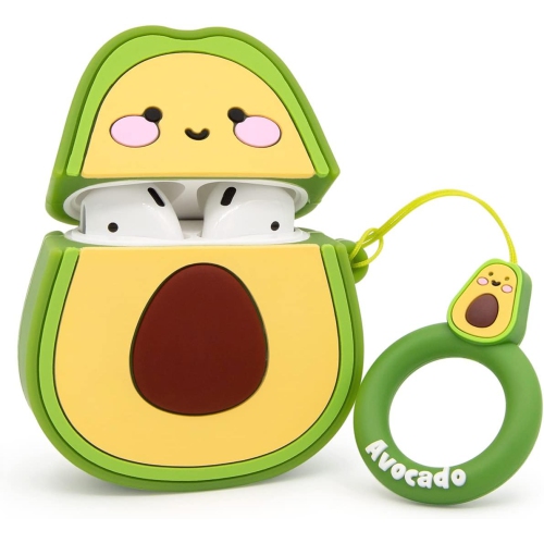 Cute Airpods Case, Airpods 2 Case, Funny 3D Cartoon Fruit Avocado Case, Soft Silicone Full Protection