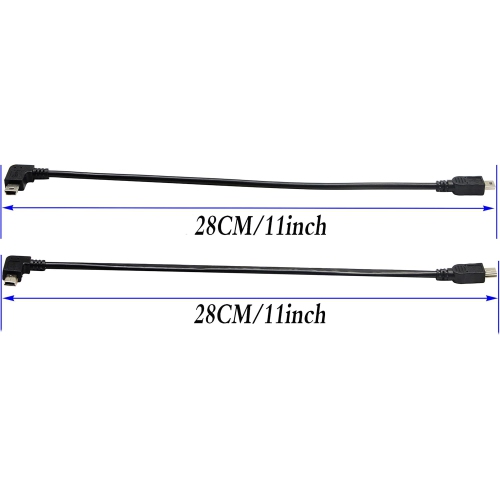(2-Pack) USB 2.0 Mini B Male Extender Cable, 90 Degree Right & Left Ang USB 2.0 Mini B Male to Male
