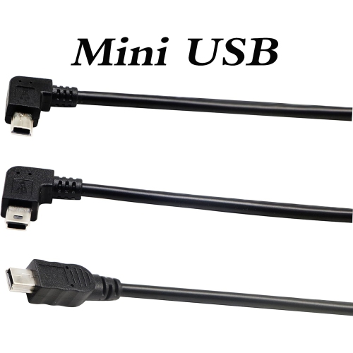 (2-Pack) USB 2.0 Mini B Male Extender Cable, 90 Degree Right & Left Ang USB 2.0 Mini B Male to Male