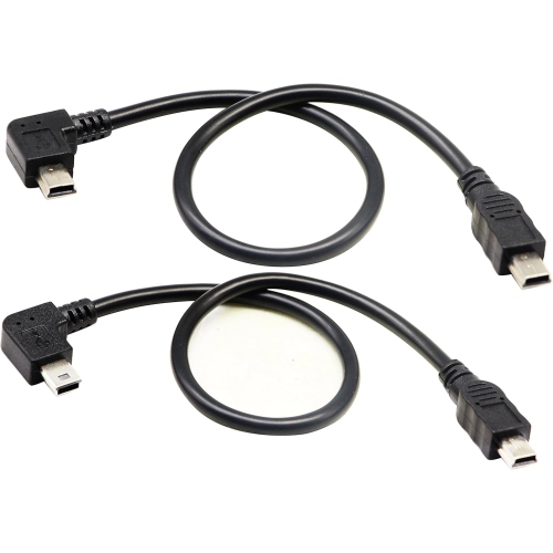 (2-Pack) USB 2.0 Mini B Male Extender Cable, 90 Degree Right & Left Ang USB 2.0 Mini B Male to Male