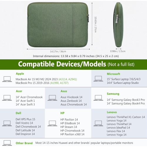 14-15 Inch Laptop Sleeve Bag Set for MacBook Air 15 M3 M2, MacBook Pro 15, 15 Surface Laptop, Dell XPS 15 Plus,