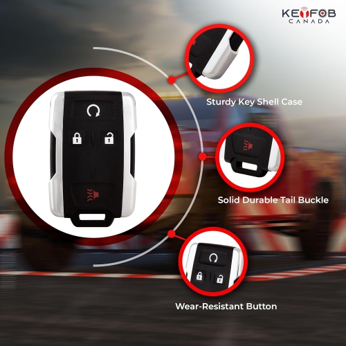 -1 Key Fob Keyless Entry Remote Start 4 Buttons for Chevy Silverado Colorado GMC Sierra with y