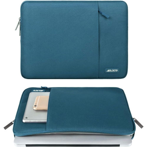 Housse pour portable compatible avec ordinateur portatif 13.3 po, étui vertical en polyester avec pochette, bleu sarcelle foncé