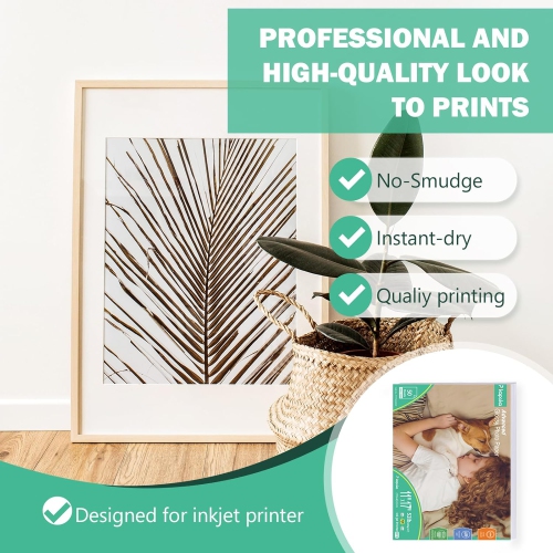 Glossy Photo Paper 11 x 17, 50 Sheets, 52lb for Inkjet Printer
