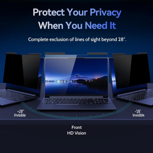 Magnetic Laptop Privacy Screen 13.3 Inch for 16:10 Computer Monitor, 13" Removable Anti Glare Protector Blue Light