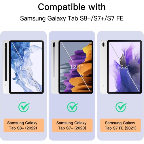 Case for Samsung Galaxy Tab S8 Plus 2022 / S7 FE 2021 / S7 Plus 2020 12.4-Inch with S Pen Holder, Slim Folio
