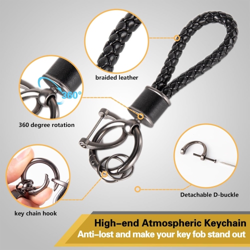 for Cadillac Key Fob Cover with Metal Braided Rope Keychain, Upgraded Soft TPU Surface Grain Key Case