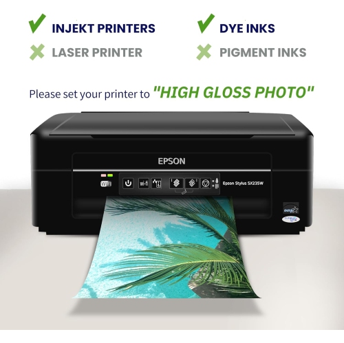 4x6 Photo Paper, Glossy Photo Paper 4x6 Inkjet Photo Printer Paper 100 Sheet, 200GSM Thick Photo Paper for Dye