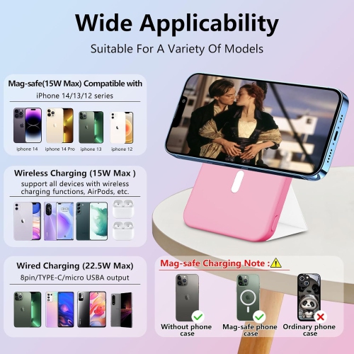 Chargeur portatif MAG-Safe, chargeur portable magnétique 10000&nbsp;mAh, chargeurs externes pliables y Pack PD 22,5&nbsp;W rapide