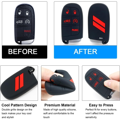 Key Fob Cover for Dodge Accessories 5 Button Key Fob Case for Dodge Charger Challenger Durango Journey
