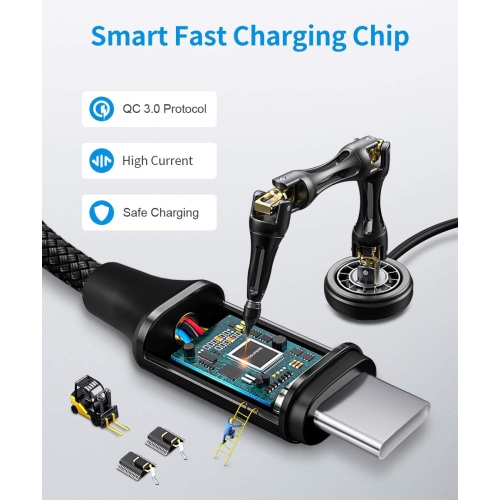 USB C Cable 3ft, 3-Pack USB A to USB C Cable 3A Fast Charging, USB Type C Charger Cord Braided for Samsung