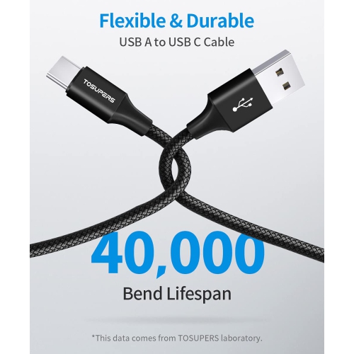 USB C Cable 3ft, 3-Pack USB A to USB C Cable 3A Fast Charging, USB Type C Charger Cord Braided for Samsung