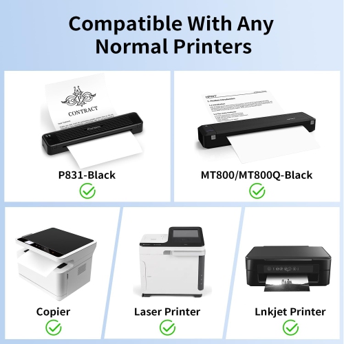 Copy Regular Paper for P831 Portable Printer, Advanced Thermal Transfer Printing, US Letter 8.5" x 11", Printer