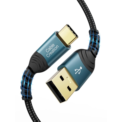CABLECREATION  USB Type C Cable Fast Charging 3.3Ft, USB-A to USB-C Charge Double-Braided Exterior Compatible With Ipad