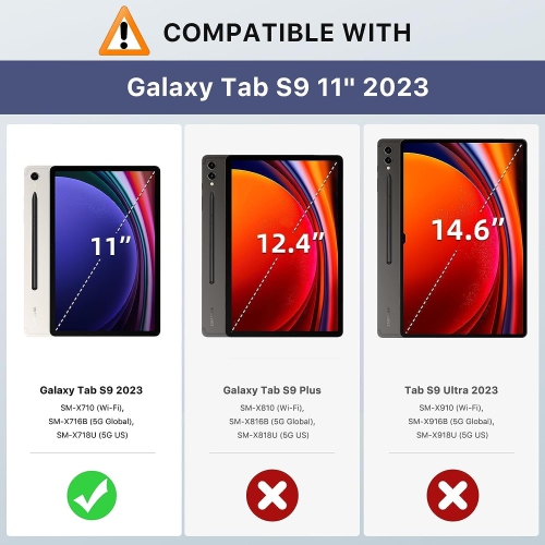 Étui pour tablette pour Galaxy Tab S9/S8/S7 Premium PU Leather avec support pratique antichoc