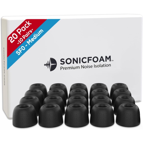 Memory Foam Earbud Tips - Premium Noise Isolation, Replacement Foam Earphone Tips, 20 Pack for in Ear