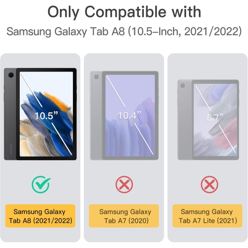 Case for Samsung Galaxy Tab A8 10.5-Inch 2022, Slim Translucent Back Tri-Fold Folio Stand