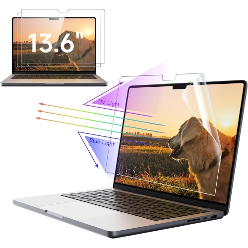 2 Pack Anti Blue Light Screen Protector for MacBook Air 13.6 Inch 2022, Anti Glare Matte Light UV