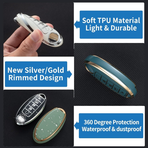 Compatible with Nissan Key Fob Cover with Leather Lanyard, Car Key Case Shell Protection for Nissan Altima