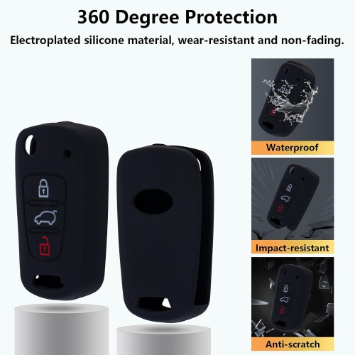 Étui pour porte-clés BE pour KIA, Kia Soul Protecteur de clé en silicone avec porte-clés compatible avec Kia Soul 2012-2014 2010-2013