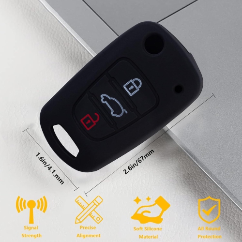 Étui pour porte-clés BE pour KIA, Kia Soul Protecteur de clé en silicone avec porte-clés compatible avec Kia Soul 2012-2014 2010-2013