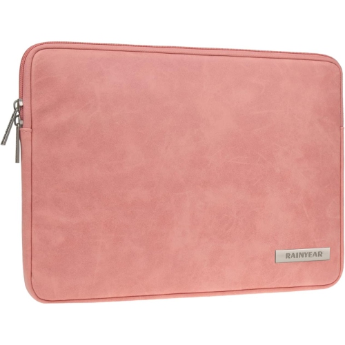RAINYEAR 15 Inch Laptop Sleeve PU Suede Leather Case Protective Padded Zipper Cover Water Resistant Carrying Bag