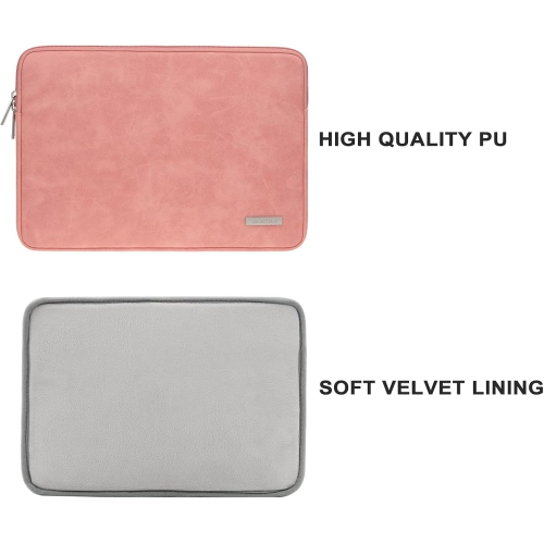 RAINYEAR 15 Inch Laptop Sleeve PU Suede Leather Case Protective Padded Zipper Cover Water Resistant Carrying Bag
