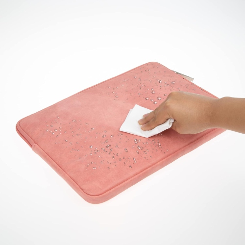 RAINYEAR 15 Inch Laptop Sleeve PU Suede Leather Case Protective Padded Zipper Cover Water Resistant Carrying Bag