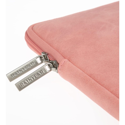 RAINYEAR 15 Inch Laptop Sleeve PU Suede Leather Case Protective Padded Zipper Cover Water Resistant Carrying Bag