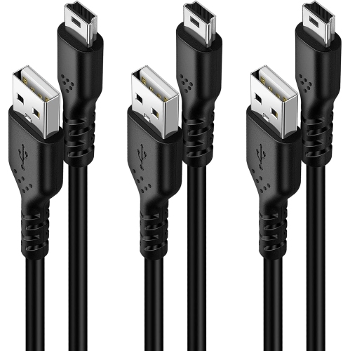 Image 1 de 5.. Câble mini USB[paquet de 3 3.3&nbsp;pi], câble USB 2,0 type A vers mini B Câble de recharge de données compatible pour PS3