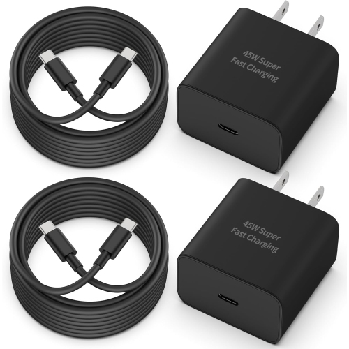 2 Pack 45W USB C Charger Type C Charger Super Fast Charging with 10FT Long USB C to C Cable for Samsung