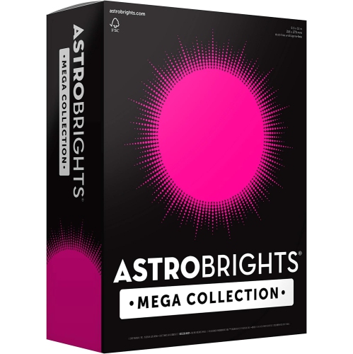 ASTROBRIGHTS  Mega Collection Colored Paper, 8 ½ X 11, 24 Lb/89 Gsm, Ultra Pink, 625 Ct. (91674) " Exclusive"