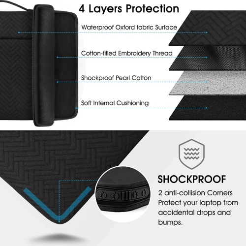Laptop Sleeve 15.6 Inch Laptop Case Waterproof Business Laptop Bag 360° Protective Computer Carrying Bag Compatible