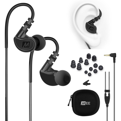 MEE AUDIO  Sport-Fi M6 Noise Isolating In-Ear Headphones With Memory Wire (Black)