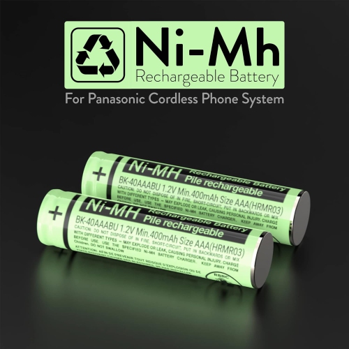 2 BK-40AAABU Replacement 1.2V 400mAh y Packs for Panasonic Cordless Phone Handset