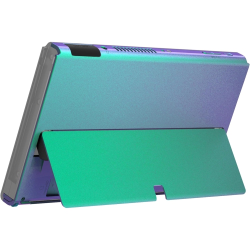 Chameleon Green Purple Console Back Plate DIY Replacement Housing Shell Case with Metal Kickstand