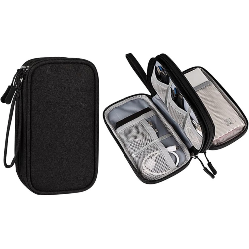 Petit sac organisateur de voyage électronique étanche Sac de rangement portatif double couche Sac de transport universel