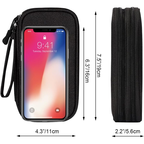 Petit sac organisateur de voyage électronique étanche Sac de rangement portatif double couche Sac de transport universel