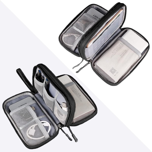 Petit sac organisateur de voyage électronique étanche Sac de rangement portatif double couche Sac de transport universel